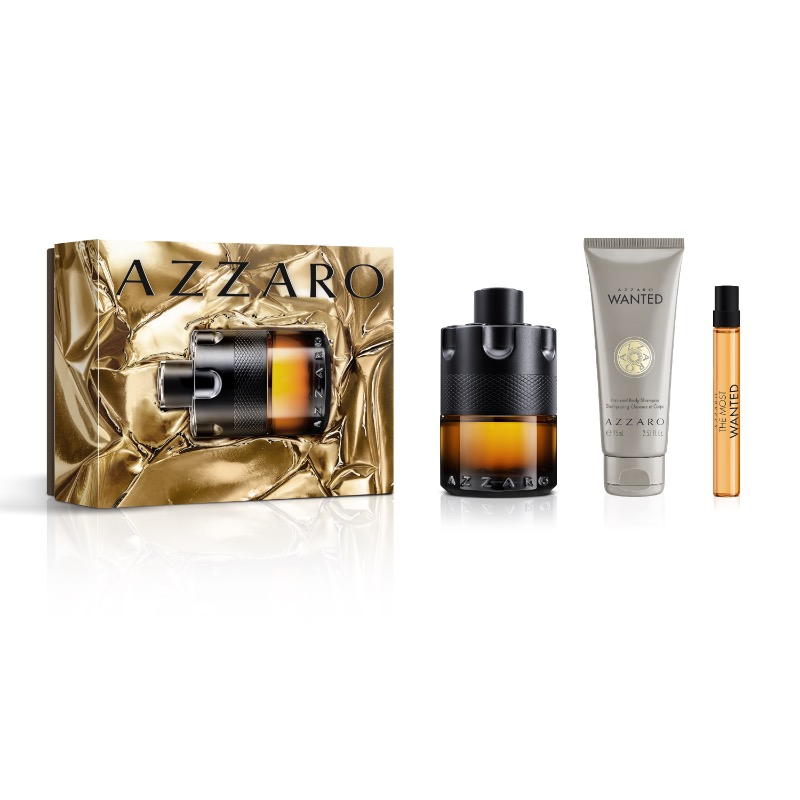 Azzaro The Most Wanted Parfum Trio Gift Set 100ml & 10ml & 75ml Hair and Body Shampoo